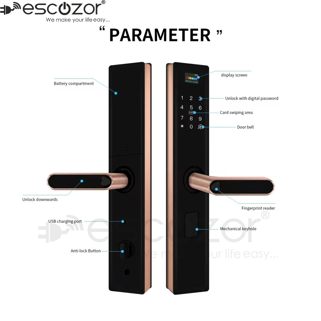 H201 Smart Door Lock (ROSE GOLD)